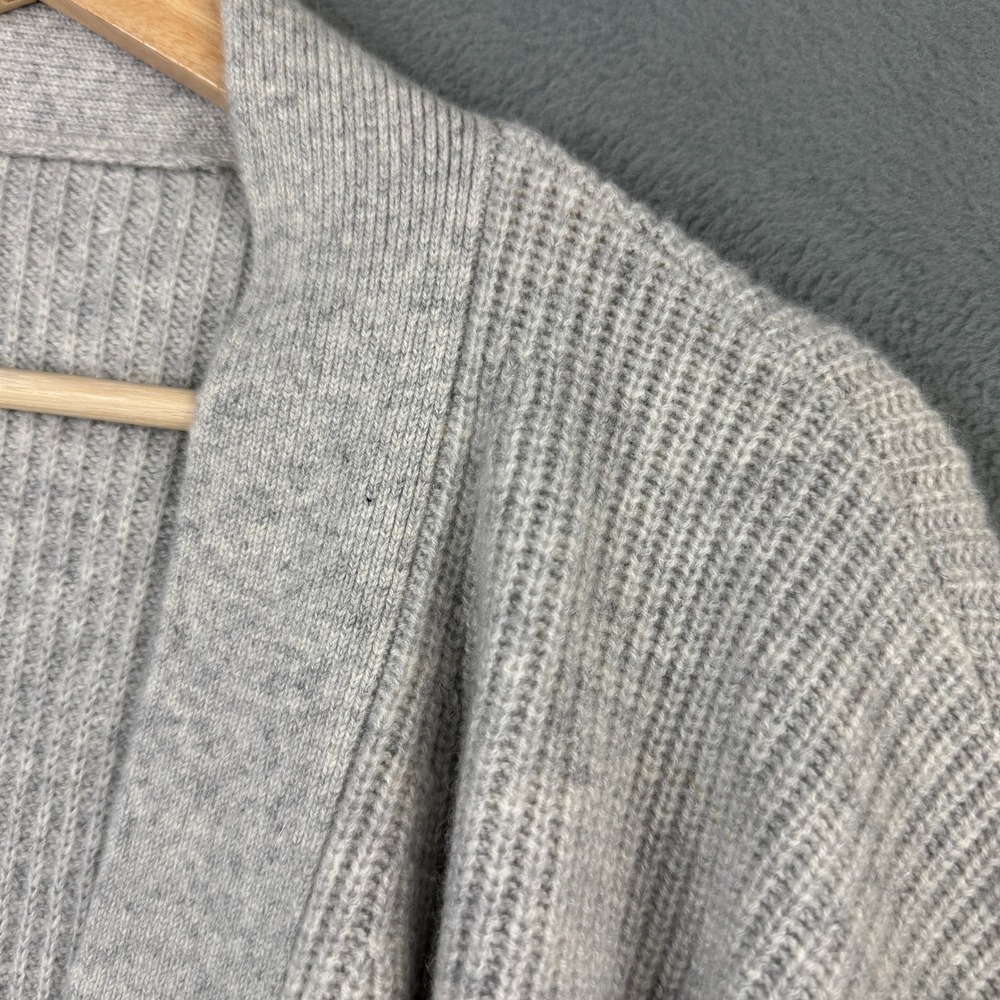 Ralph Lauren 100% Cashmere Ribbed Cardigan Gray Open Front Tie Wrap Sweater Sz L - Picture 3 of 7